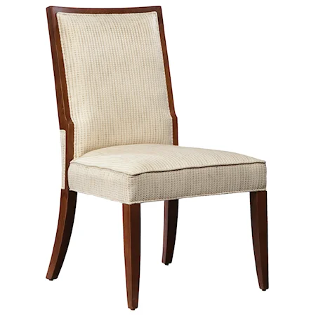 Contemporary Dining Room Side Chair with Exposed Wood Accents